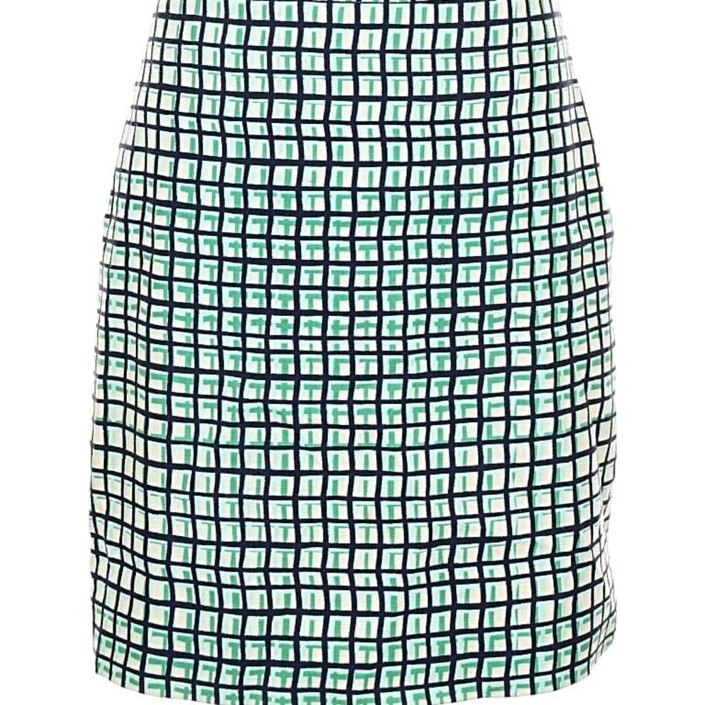 EUC KATE SPADE Stylish Green and White Checkered Mid Length Skirt, Fully Lined - Picture 15 of 16